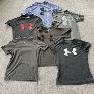 Mixed Lot (6) Under Armour T-shirts Boys Youth Large YLG